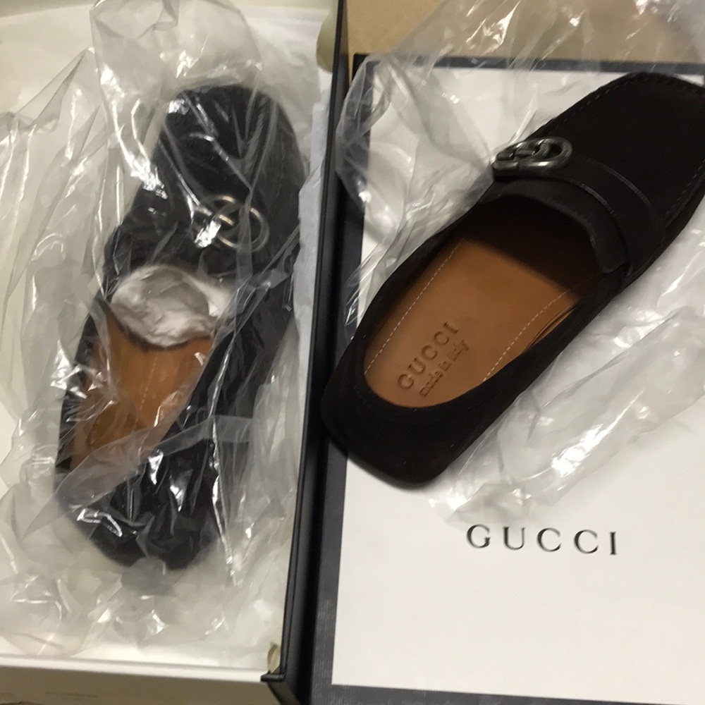 Gucci men's drivers queen cocoa loafers